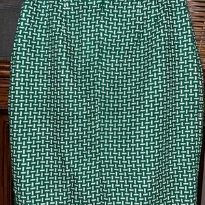 Talbots Green and White Patterned Pencil Skirt textured